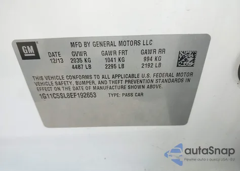 2014 Chevrolet Malibu 1Lt from USA, damaged, VIN 1G11C5SL8EF192653